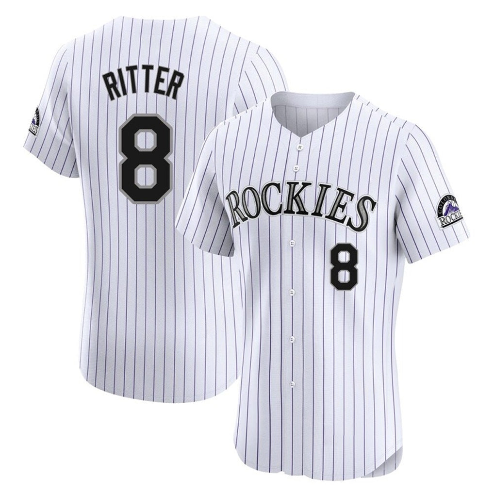 Colorado Rockies #8 Ryan Ritter Player White Fedasgoge Limited Elite Home Stitched Jerseys