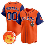 Custom Houston Astros x Dragon Ball Royal Orange Fedasgoge Vapor Premier Limited Jersey - All Stitched