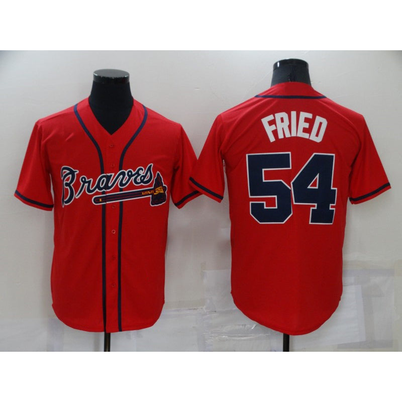 Atlanta Braves #54 Max Fried Red Fedasgoge Stitched Cool Base Jersey