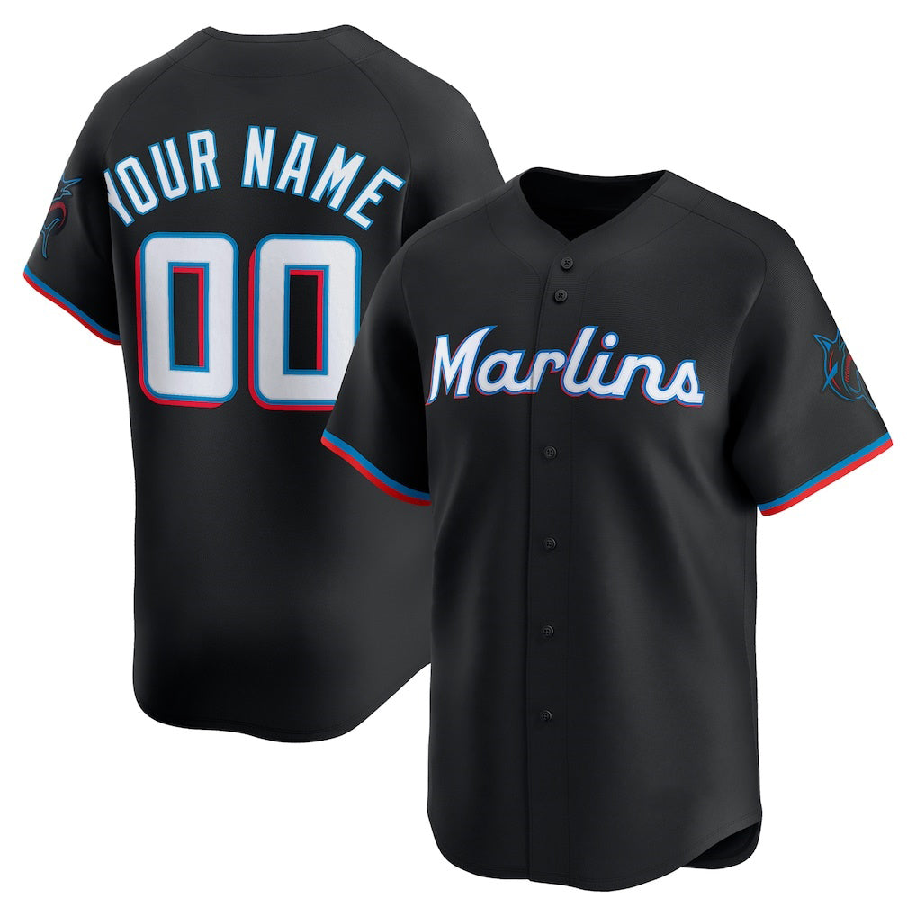 Custom Miami Marlins Black Fedasgoge Alternate Limited Jersey