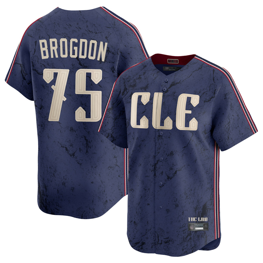 Cleveland Guardians #75 Connor Brogdon Player Navy Fedasgoge City Connect Limited Home Stitched Jerseys