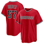 Cleveland Guardians #57 Shane Bieber Red Fedasgoge Cool Base Stitched Jersey