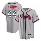 Atlanta Braves #44 Hank Aaron Player Gray Fedasgoge USA 250 Fourth Of July Limited Home Game Stitched Jerseys