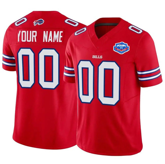 Custom B.Bills Active Player Red Fedasgoge 2025 F.U.S.E. With Farewell Patch Vapor Untouchable Limited Stitched Jersey