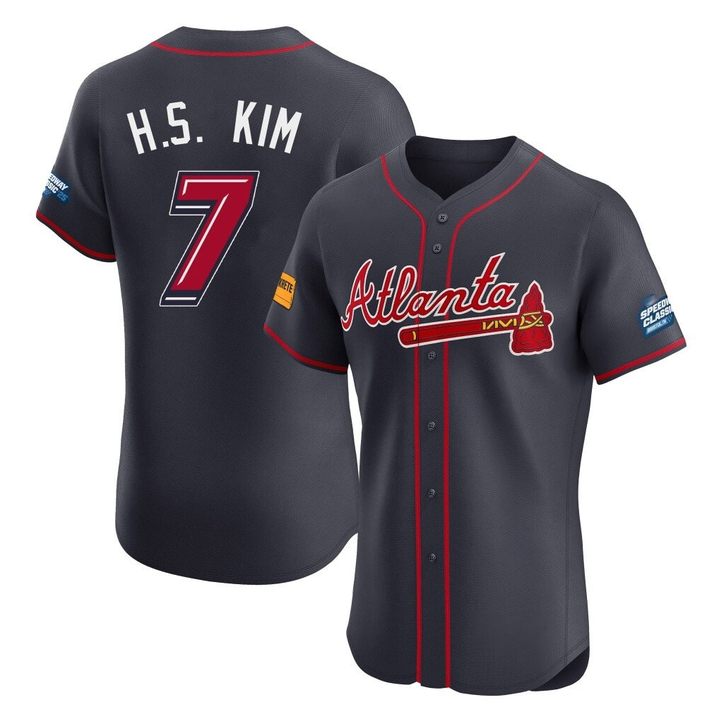 Atlanta Braves #7 Ha-Seong Kim Player Navy Fedasgoge 2025 Speedway Classic Limited Elite Home Game Stitched Jerseys