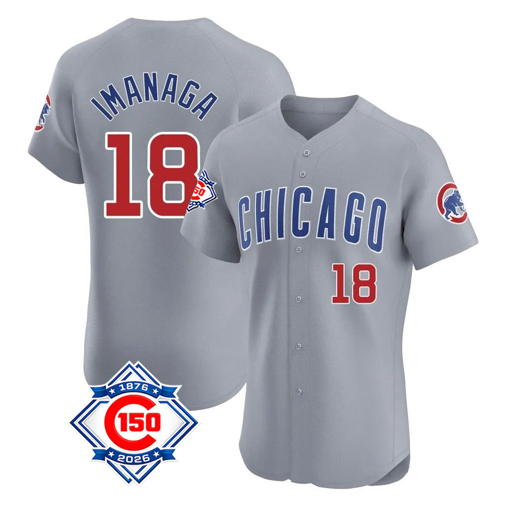 Chicago Cubs #18 Shota Imanaga Player Gray Fedasgoge Road 150th Anniversary Limited Elite Home Stitched Jerseys