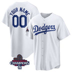 Custom Los Angeles Dodgers ACTIVE PLAYER White Fedasgoge 2024 World Series Champions Cool Base Stitched Jersey