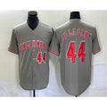 Cincinnati Reds #44 Elly De La Cruz Number Grey Fedasgoge Cool Base Stitched Jersey