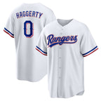 Texas Rangers #0 Sam Haggerty White Fedasgoge Home Replica Jersey