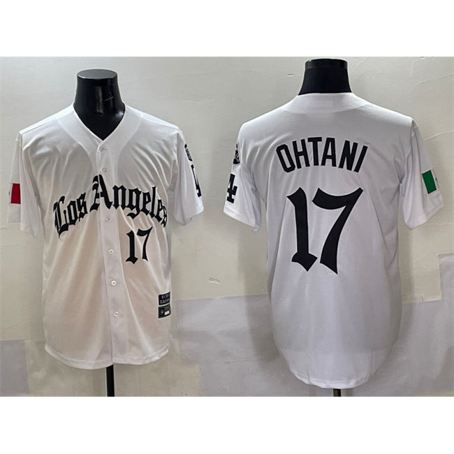 Los Angeles Dodgers #17 Shohei Ohtani White Fedasgoge Mexico 2025 LA Gothic Style With Fernando Patch Vapor Premier Limited Stitched Jersey