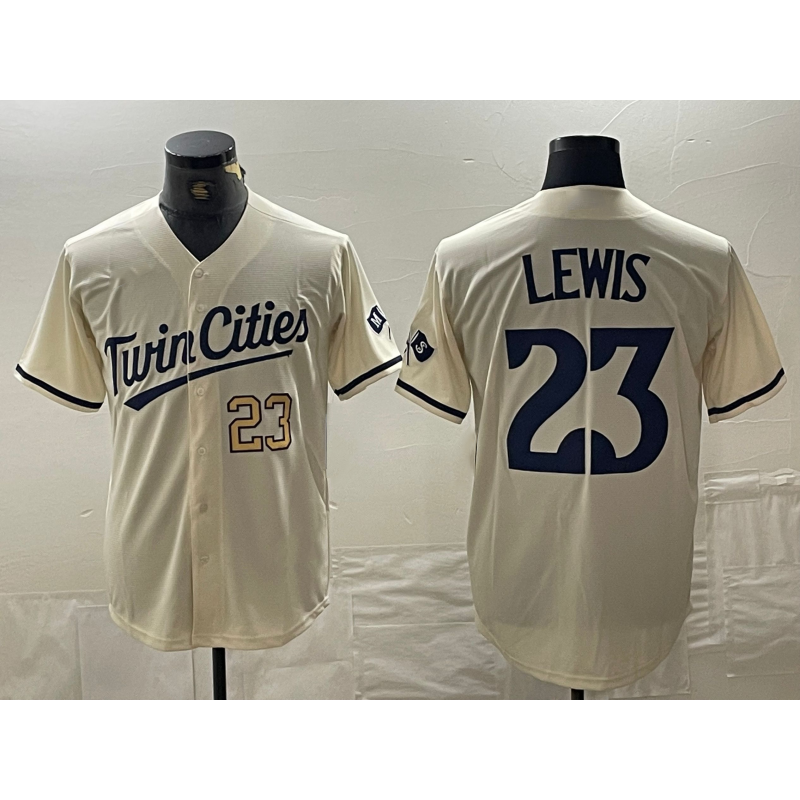 Minnesota Twins #23 Royce Lewis Number Cream Fedasgoge Cool Base Stitched Jerseys