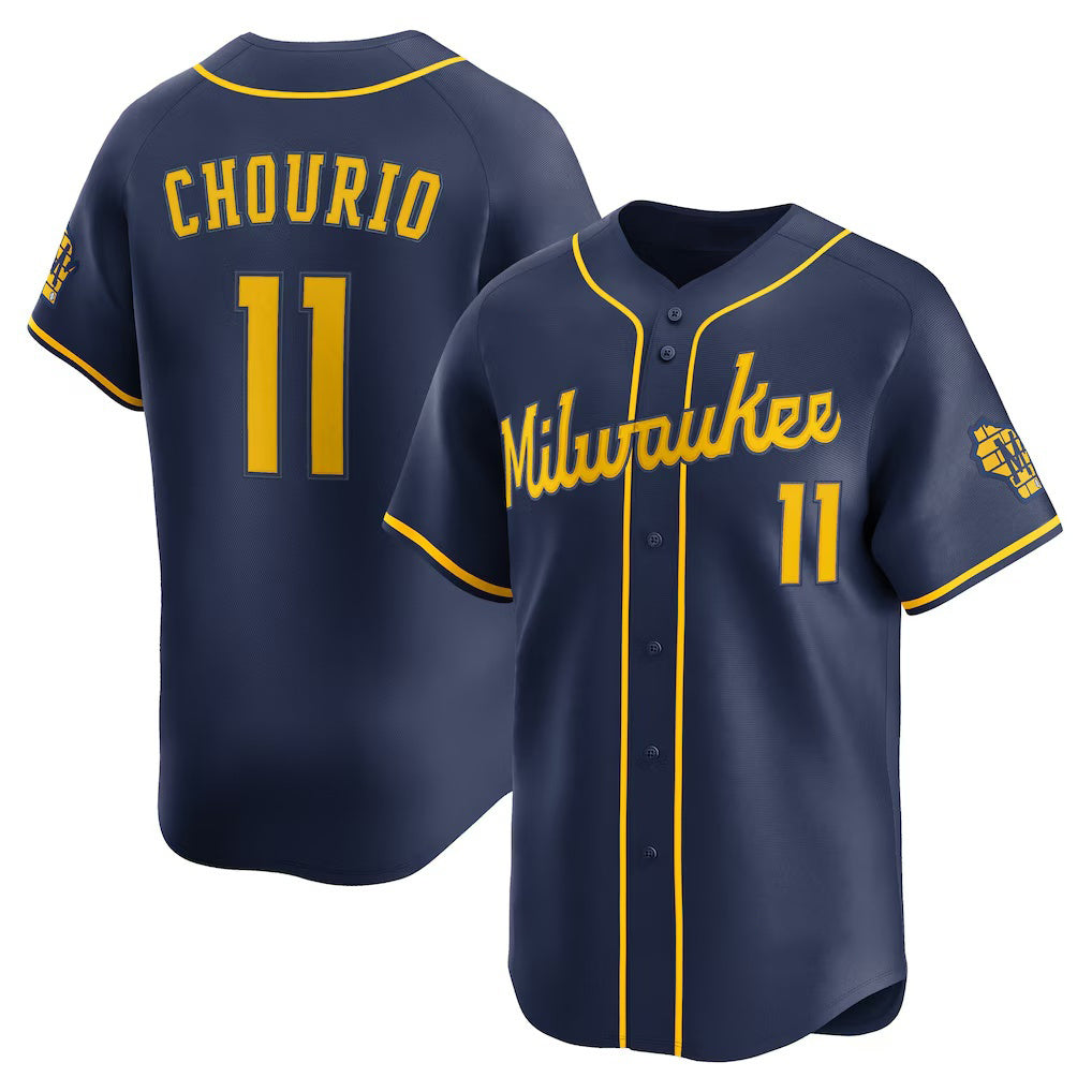 Milwaukee Brewers #11 Jackson Chourio Navy Fedasgoge Alternate 2 Limited Jersey