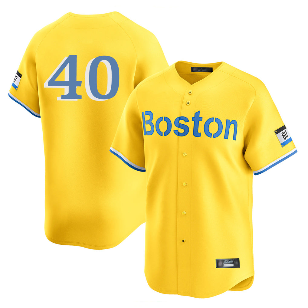 Boston Red Sox #40 Willson Contreras Player Yellow Fedasgoge Limited Home Game Stitched Jerseys1