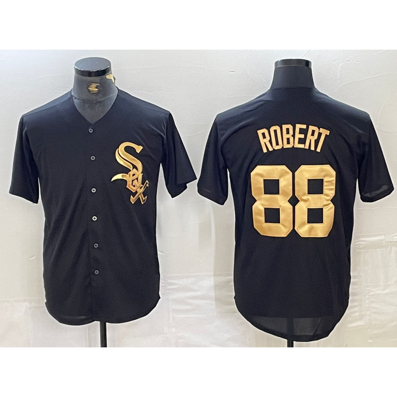 Chicago White Sox #88 Luis Robert Black Gold Fedasgoge Cool Base Stitched Jersey