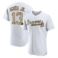 Atlanta Braves #13 Ronald Acuna Jr Player White-Gold Fedasgoge All-Star Limtied Elite Home Game Stitched Jerseys