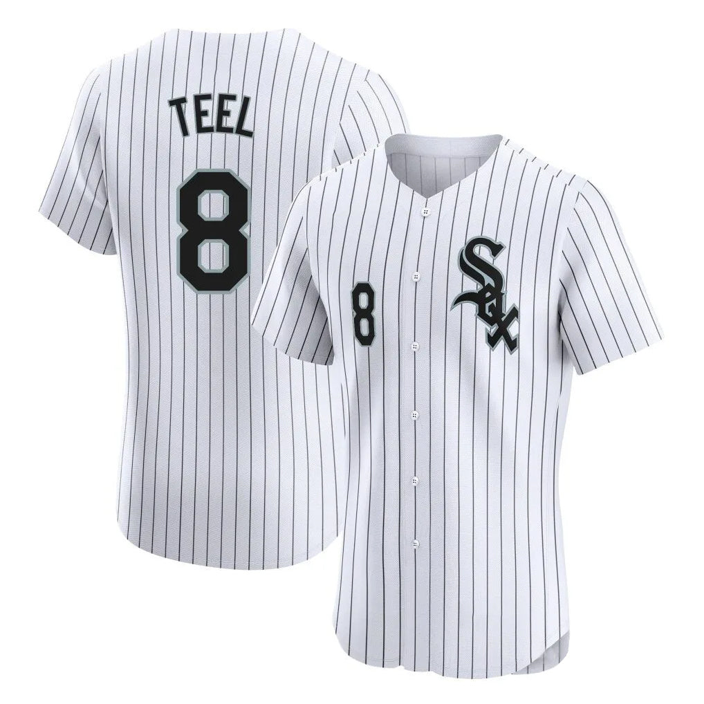 Chicago White Sox #8 Kyle Teel Player White Fedasgoge Stripe Limited Elite Home Stitched Jerseys