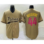 San Diego Padres #44 Joe Musgrove Number Tan Fedasgoge Pinstripe 2023 City Connect Cool Base Stitched Jersey