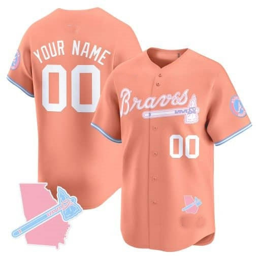 Custom Atlanta Braves Bubblegum Pink Vapor Premier Limited Jersey ¨C Peach Fedasgoge