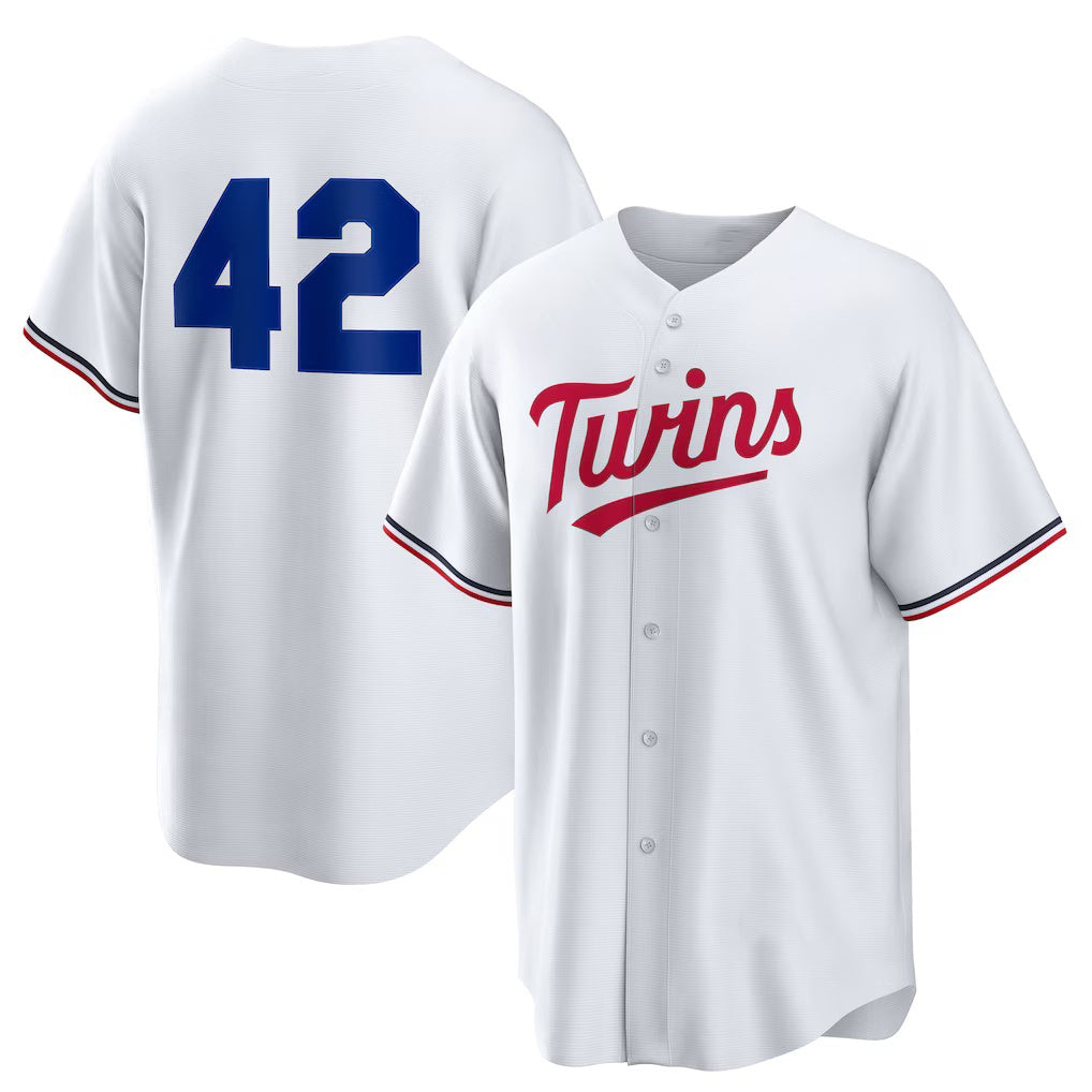 Minnesota Twins #42 Jackie Robinson White Fedasgoge Home 2025 Day Replica Jersey