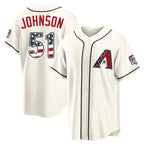 Arizona Diamondbacks #51 Randy Johnson Player Cream Fedasgoge USA 250 Fourth of July Home Game Stitched Jerseys