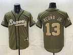 Atlanta Braves #13 Ronald Acuna Jr. Olive Fedasgoge 2026 Armed Forces Day Stitched Jersey