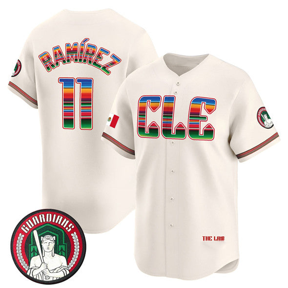 Cleveland Guardians #11 Jos¨¦ Ram¨ªrez Cream Fedasgoge Mexico Vapor Premier Limited Stitched Jersey