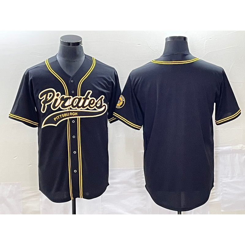 Pittsburgh Pirates Blank Black Fedasgoge Cool Base Stitched Jersey