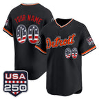 Custom Detroit Tigers Black Fedasgoge USA 250 Fourth of July Vapor Premier Limited Jersey ¨C All Stitched
