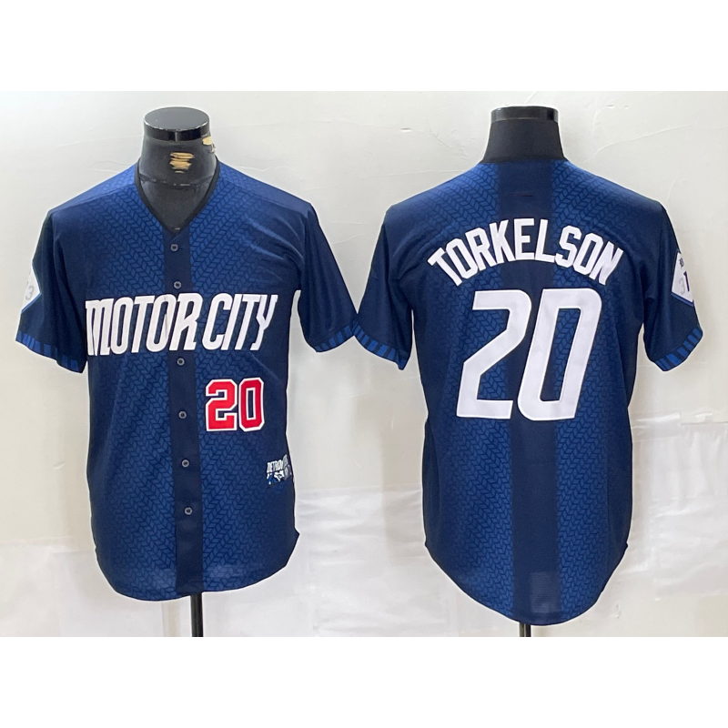 Detroit Tigers #20 Spencer Torkelson Number 2024 Navy Fedasgoge City Connect Cool Base Limited Stitched Jersey