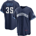 Chicago Cubs #35 Justin Steele Navy Fedasgoge City Connect Jersey