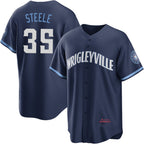 Chicago Cubs #35 Justin Steele Navy Fedasgoge City Connect Jersey