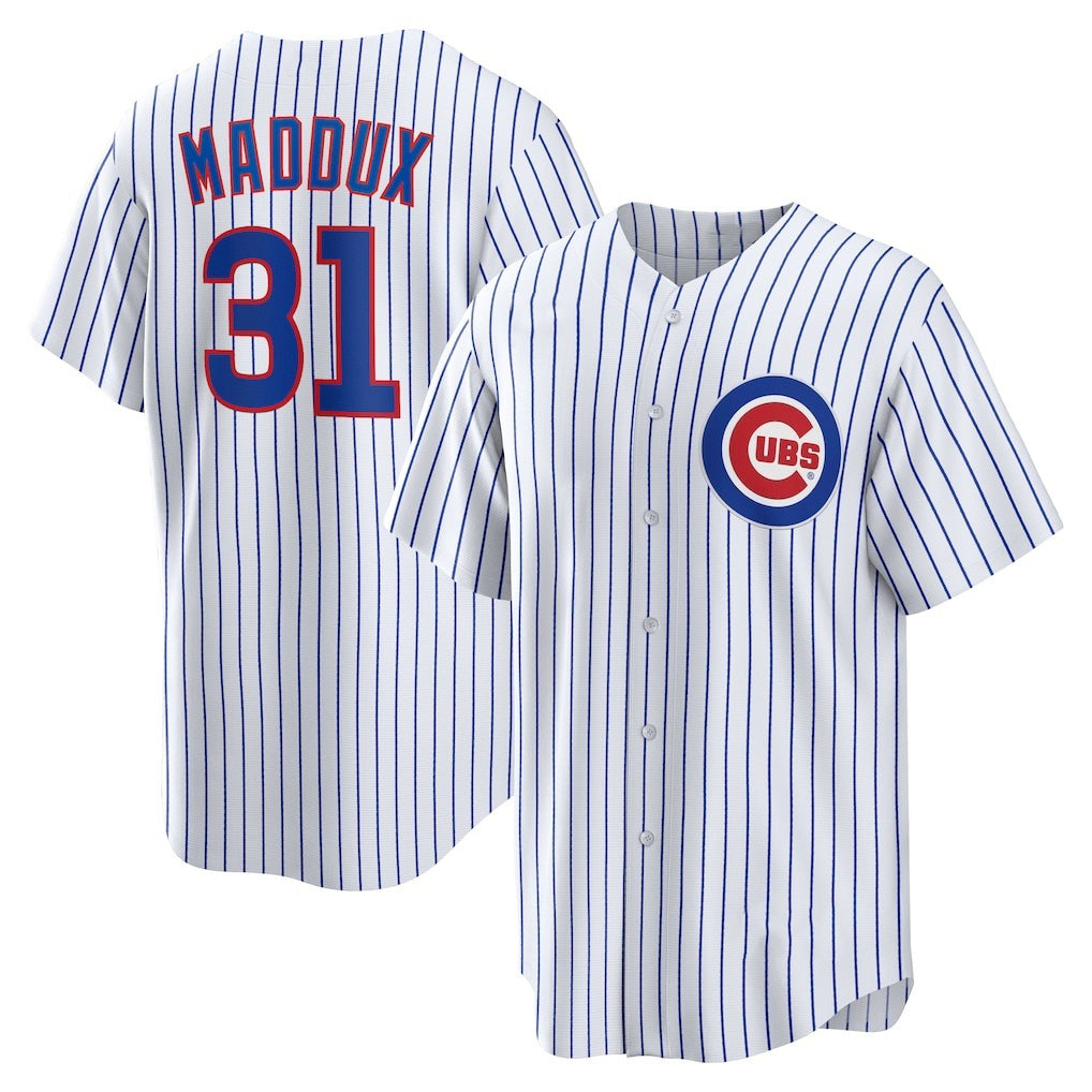 Chicago Cubs #31 Greg Maddux White Fedasgoge Home Retired Player Replica Jersey