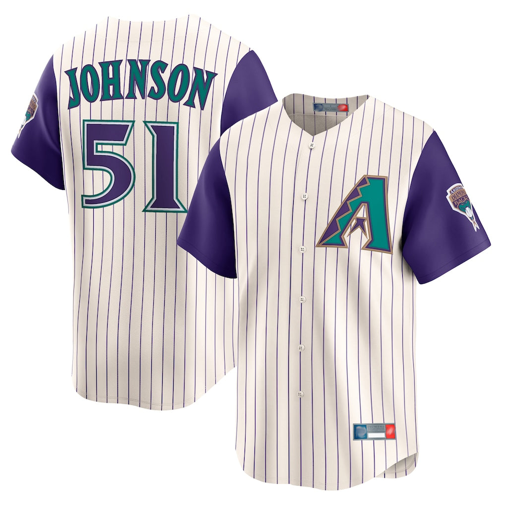 Arizona Diamondbacks #51 Randy Johnson Player Cream Fedasgoge Throwback Cooperstown Collection Limited Stitched Jerseys