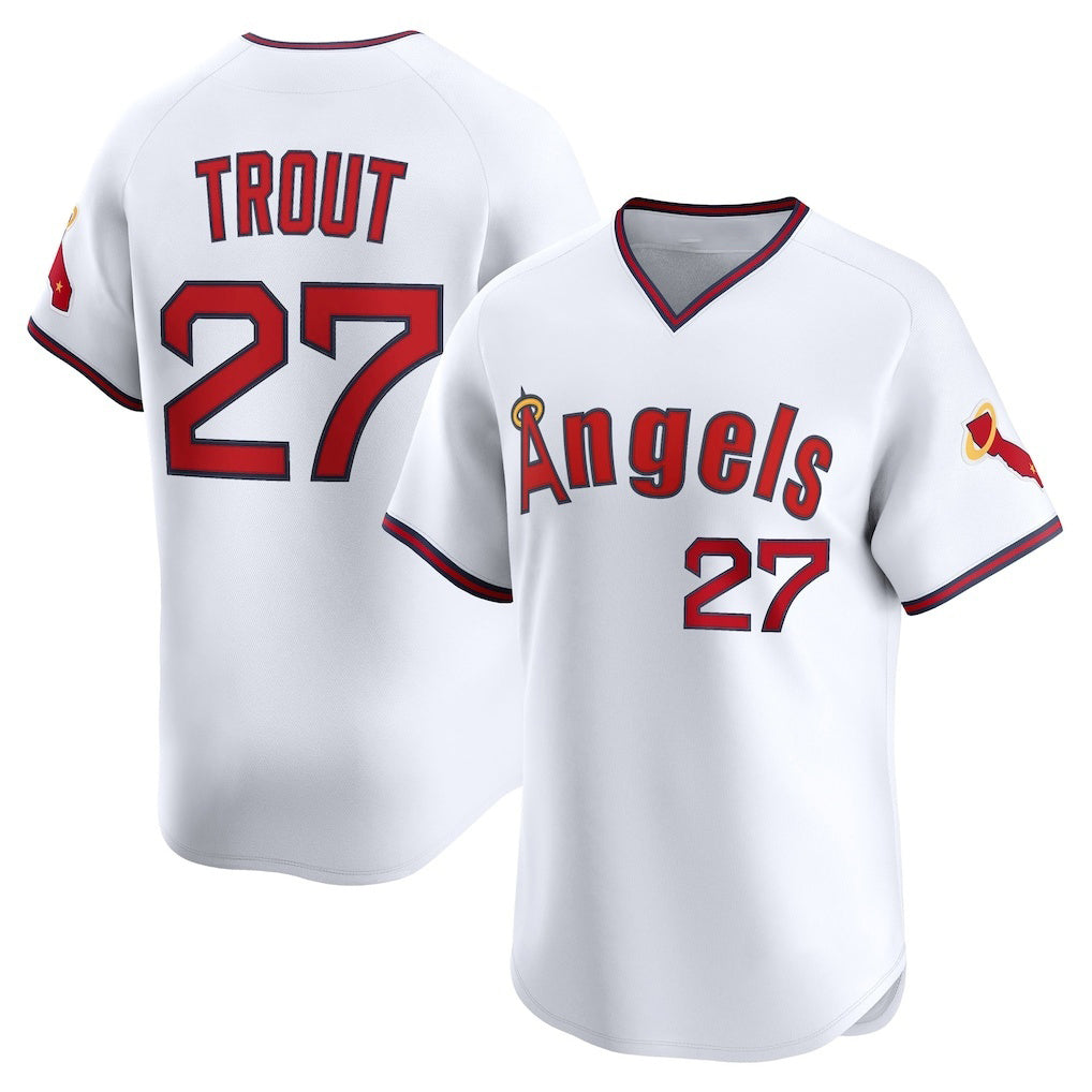 Los Angeles Angels #27 Mike Trout White Fedasgoge Alternate Limited Jersey