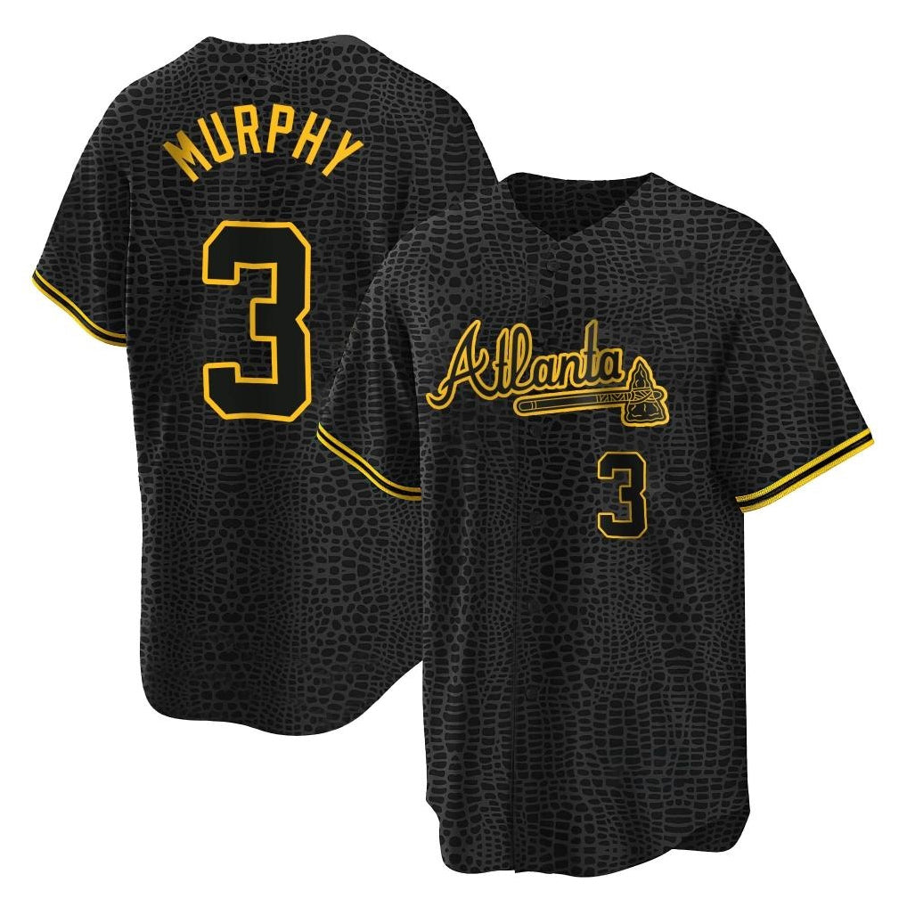 Atlanta Braves #3 Dale Murphy Player Black Fedasgoge Snake Skin City Home Game Stitched Jerseys
