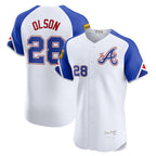 Atlanta Braves #28 Matt Olson White FOULKSSHOP City Connect Elite Jersey 2