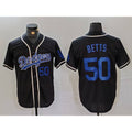 Los Angeles Dodgers #50 Mookie Betts Number Black Fedasgoge Cool Base With Patch Stitched Jerseys