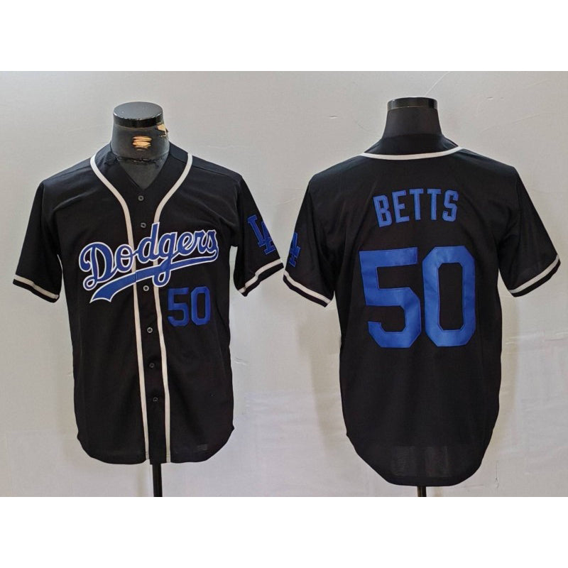 Los Angeles Dodgers #50 Mookie Betts Number Black Fedasgoge Cool Base With Patch Stitched Jerseys