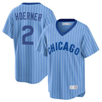 Chicago Cubs #2 Nico Hoerner Player Blue Fedasgoge T-shirt Cooperstown Collection Limited Stitched Jerseys