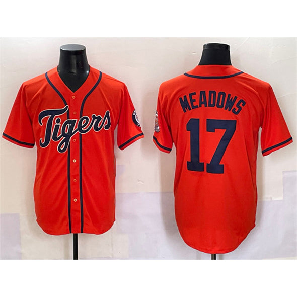 Detroit Tigers #17 Parker Meadows Orange Fedasgoge With Patch Cool Base Stitched Jersey