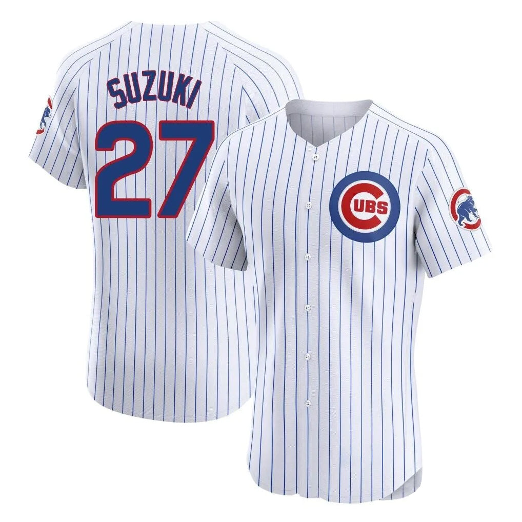 Chicago Cubs #27 Seiya Suzuki Player White Fedasgoge Limited Elite Home Game Stitched Jerseys