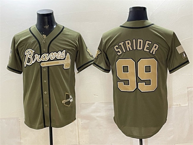 Atlanta Braves #99 Spencer Strider Olive Fedasgoge 2026 Armed Forces Day Stitched Jersey