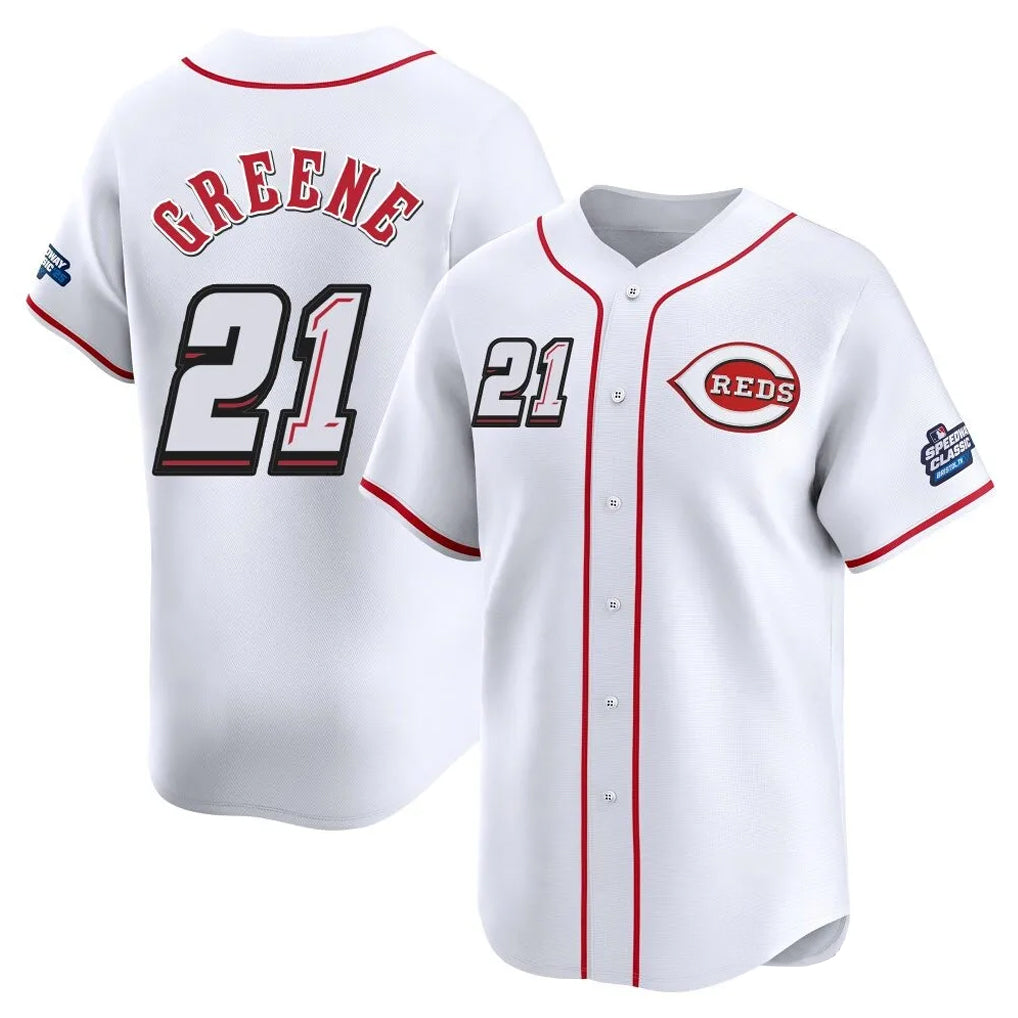 Cincinnati Reds #21 Hunter Greene Player White Fedasgoge Speedway Classic Home Limited Stitched Jerseys