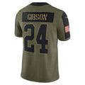 W.Football Team #24 Antonio Gibson Olive Fedasgoge Salute To Service Limited Player Jersey