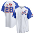 Atlanta Braves #28 Matt Olson White FOULKSSHOP 2023 City Connect Cool Base Stitched Jersey