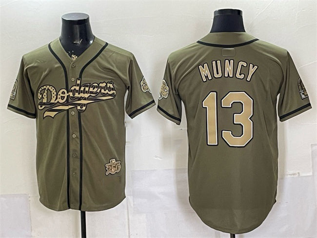 Los Angeles Dodgers #13 Max Muncy Olive Fedasgoge 2026 Armed Forces Day Stitched Jersey