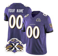 Custom B.Ravens Active Player Purple Fedasgoge 2023 F.U.S.E With Patch Throwback Vapor Limited Stitched Jersey