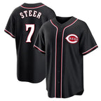 Cincinnati Reds #7 Spencer Steer Player Black Fedasgoge Fashion Out Home Game Stitched Jerseys