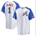 Atlanta Braves #1 Ozzie Albies White FOULKSSHOP 2023 City Connect Cool Base Stitched Jersey