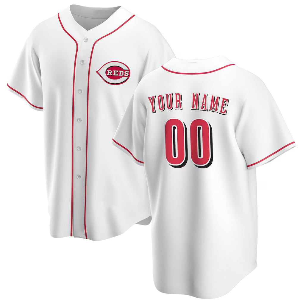Custom Cincinnati Reds White Fedasgoge Home Replica Jersey